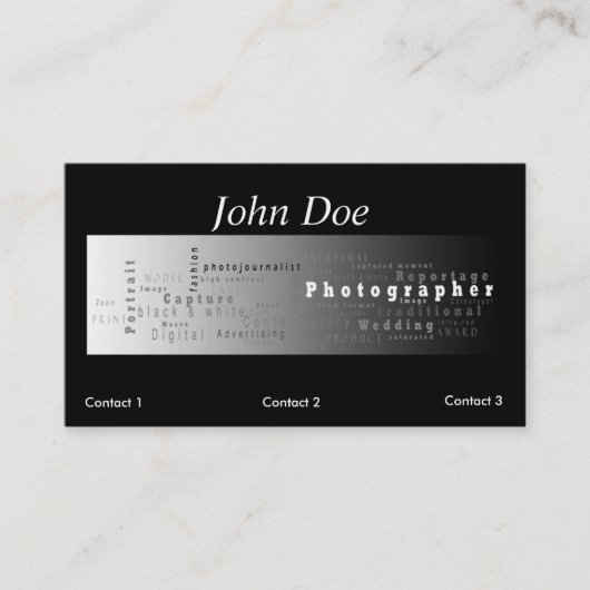 写真撮影の名刺-白のストライブ柄 名刺 (正面)