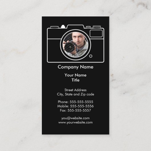 写真撮影の名刺-黒及び白 名刺 (裏面)