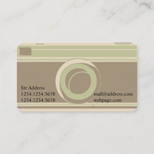 写真撮影の専門の素朴なレトロカバー 名刺 (裏面)