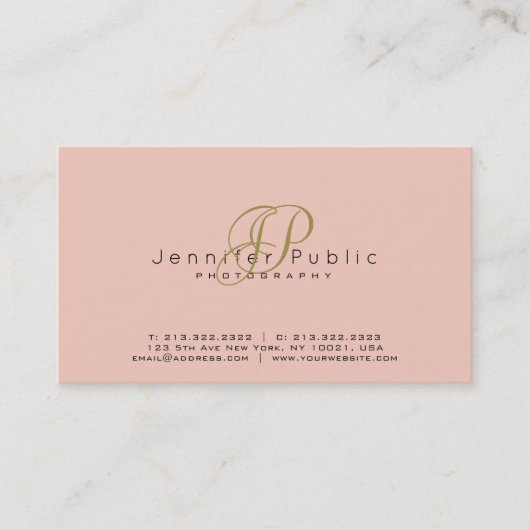 写真撮影の明白でエレガントなカメラマンのモノグラム 名刺 (正面)