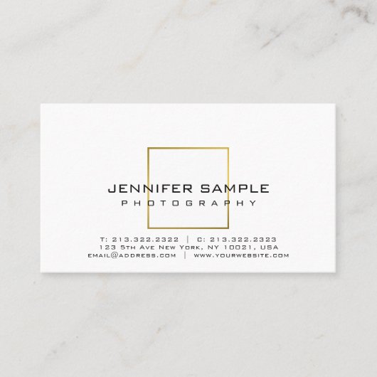 写真撮影の明白でエレガントな金ゴールドの一見のカメラマン 名刺 (正面)