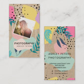 写真撮影の熱帯形のパステル調のクラフトの写真 名刺 (正面/裏面)