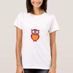 写真撮影の開きの目を持つかわいいフクロウ Tシャツ
