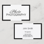 写真撮影の黒のボーダーミニマルなカメラマン 名刺 (正面/裏面)
