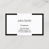 写真撮影の黒のボーダーミニマルなカメラマン 名刺 (裏面)