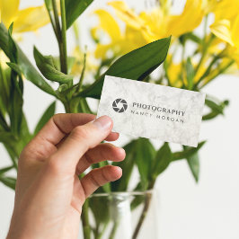 写真撮影カメラレンズ白大理石 名刺