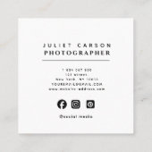 写真撮影カリグラフィースクリプト円形写真 スクエア名刺 (裏面)