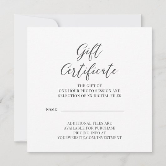 写真撮影ギフト券 (裏面)