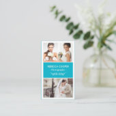 写真撮影コラージュ – モダン Scuba Blue 名刺 (スタンド正面)