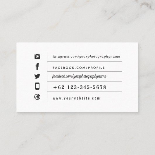 写真撮影ビジネス倍数の写真 名刺 (裏面)