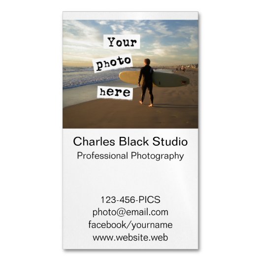 写真撮影プロフェッショナル白無地 マグネット名刺 (正面縦)