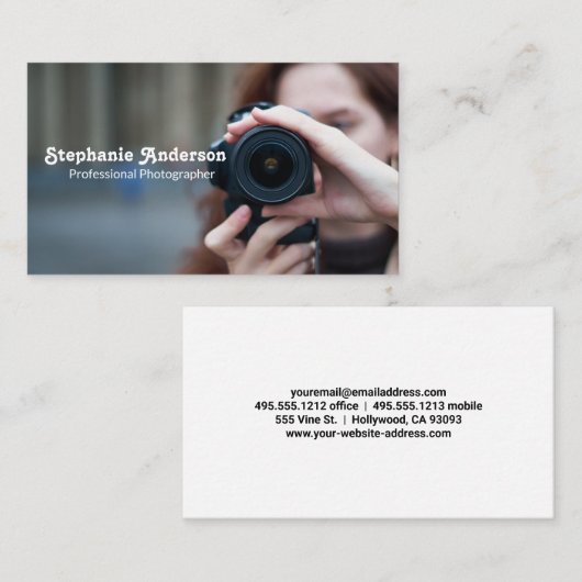 写真撮影中の女性 名刺 (正面/裏面)