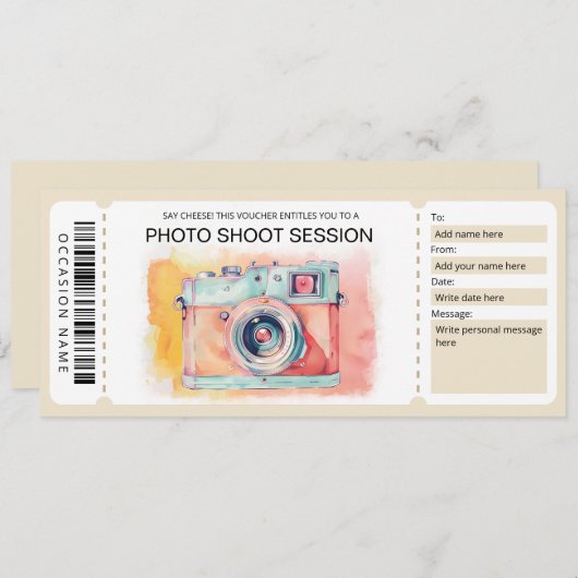 写真撮影用ギフト券 招待状 (正面/裏面)