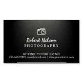 写真撮影者カメラシンプルマットブラック マグネット名刺 (正面)