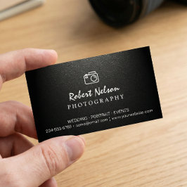 写真撮影者カメラシンプルマットブラック マグネット名刺