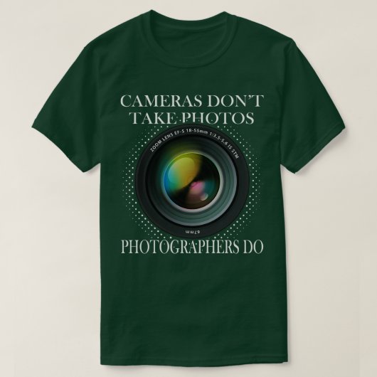 写真撮影者カメラレンズ Tシャツ (デザイン正面)