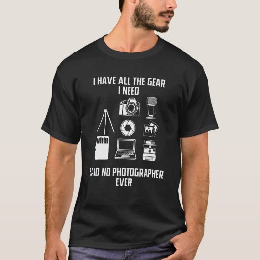 写真撮影者カメラ Tシャツ (正面)