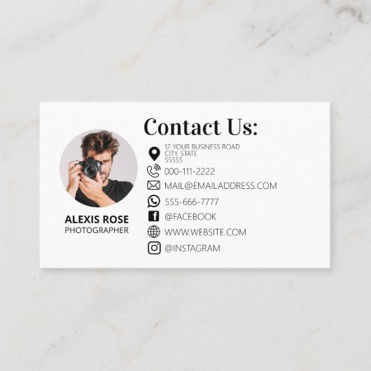 写真撮影者フォトセッションカメラ 名刺 (正面)