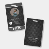 写真撮影者プレスバッジ バッジ (正面&裏面)