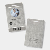 写真撮影者プレスバッジ バッジ (正面＆裏面)