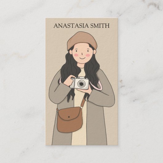 写真撮影者QRコード |モダンかわいい 名刺 (正面)