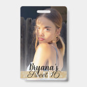 写真撮影金ゴールドVIPバースデーパーティーパス バッジ (裏面)