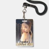 写真撮影金ゴールドVIPバースデーパーティーパス バッジ (裏面（ネックストラップ付）)