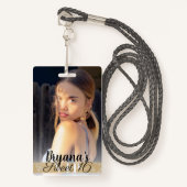 写真撮影金ゴールドVIPバースデーパーティーパス バッジ (正面ランヤード)