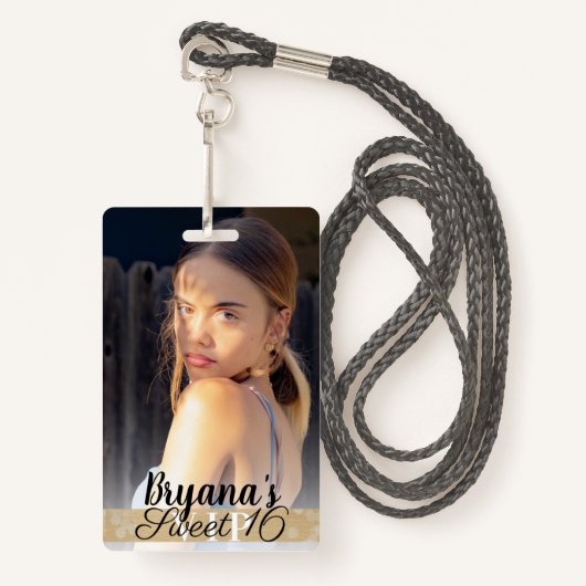 写真撮影金ゴールドVIPバースデーパーティーパス バッジ (正面ランヤード)