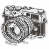 写真撮影 カメラマン ブラック一眼レフカメラ シール (正面)