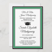 写真撮影：両親からホワイト&ブラック卒業 案内状 (正面)