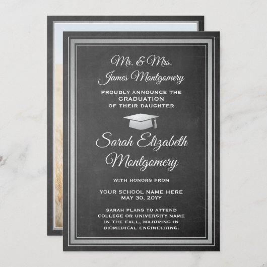 写真撮影:両親から白板卒業 案内状 (正面/裏面)