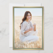 写真撮影:両親によるグリーン金ゴールドとホワイト卒業 案内状 (裏面)