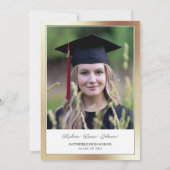 写真撮影:両親によるブラック&金ゴールド卒業 招待状 (裏面)