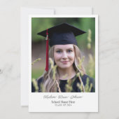 写真撮影:両親による白黒の卒業 招待状 (裏面)