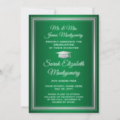 写真撮影：両親による緑と白のグラデーション卒業 案内状 (正面)