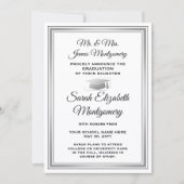 写真撮影：両親のモノクロ&グレー卒業 案内状 (正面)