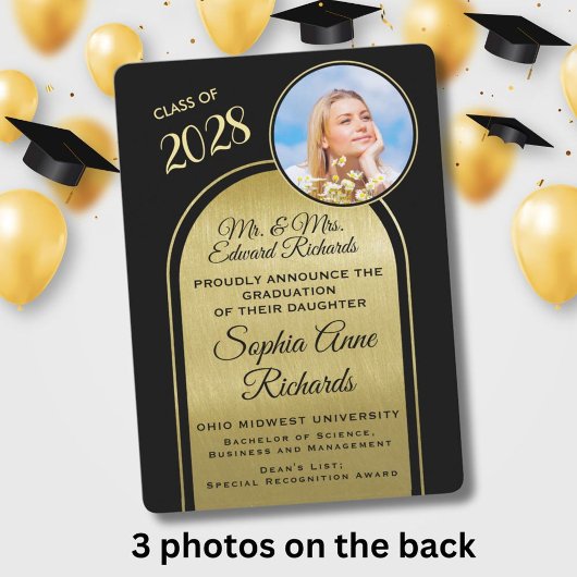 写真撮影：両親の黒人卒業発表 招待状