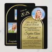 写真撮影：両親の黒人卒業発表 招待状 (正面/裏面)