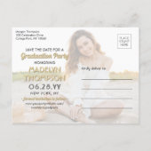 写真撮影 卒業おめでとう 保存日 黒と金 案内ポストカード (裏面)