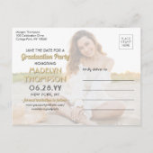 写真撮影 卒業おめでとう 保存日 黒と金 案内ポストカード (裏面)