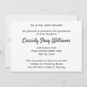 写真撮影:親シンプルによる白黒の卒業 案内状 (裏面)