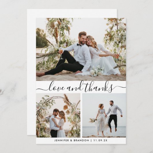 写真数々のありがエレガントとうスクリプトカード  サンキューカード (正面/裏面)