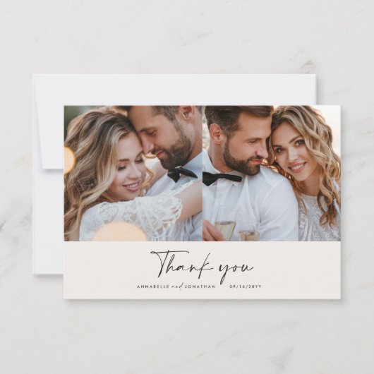 写真数々ののグ結婚レイにモダンよミニマルう サンキューカード (正面)