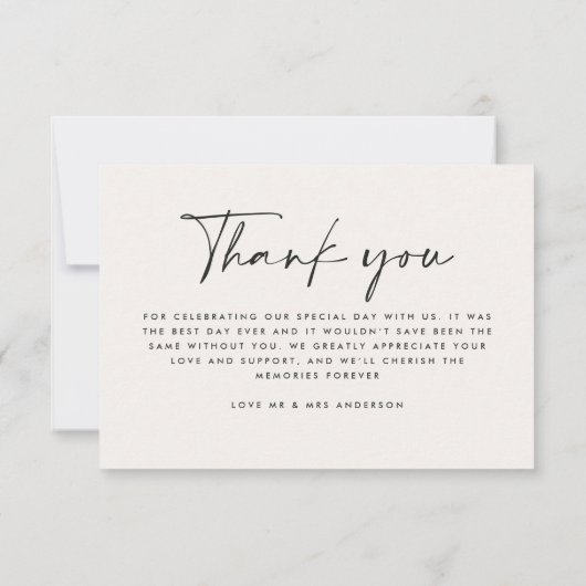 写真数々ののグ結婚レイにモダンよミニマルう サンキューカード (裏面)