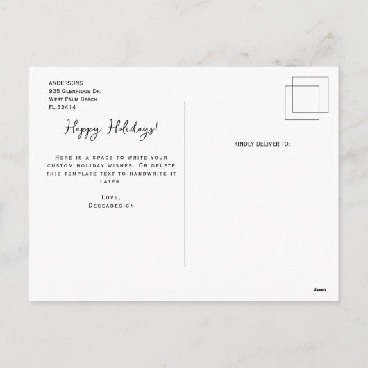 写真数々ののドードルフレーム年のクリスマス シーズンポストカード (裏面)