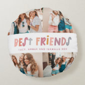 写真数々のカラフルおもしろい最高の友達 ラウンドクッション (裏面)