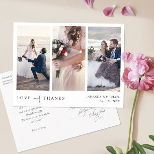 写真数々のコラージュの結婚ありがとうはがき ポストカード