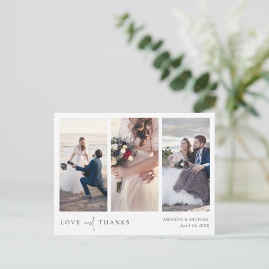 写真数々のコラージュの結婚ありがとうはがき ポストカード (スタンド正面)