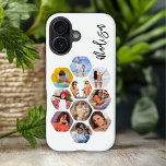 写真数々のコラージュシンプルパーソナライズされたモダン iPhone 16ケース<br><div class="desc">写真数々のコラージュシンプル名パーソナライズされたモダンHexagon Pattern電話頭が切れる iPhone 16ケースカバーは、六角形の形の写真のコラージュを備えている。おパーソナライズされた名前で誕生日、クリスマス、母の日、父の日、祖父母、兄、妹、友達など最高のに最適。©Evco Studio www.zazzle.com/store/evcostudioによる設計</div>